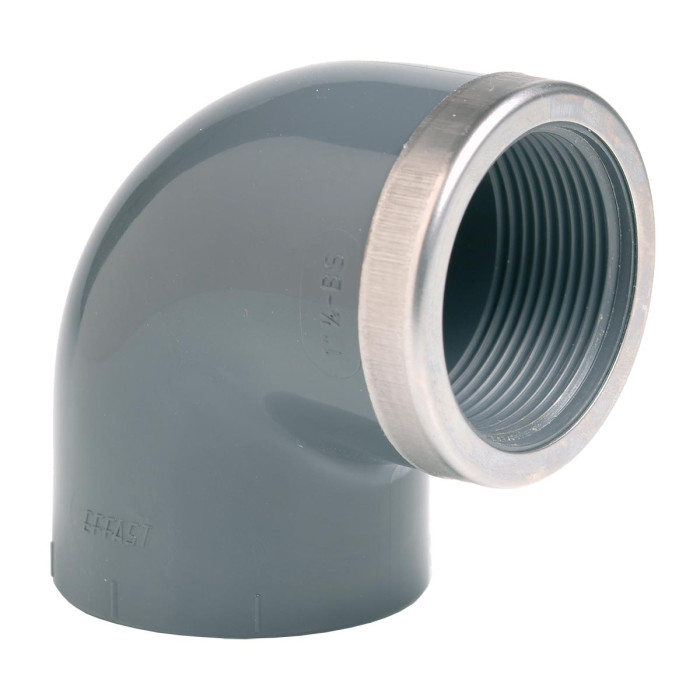Коліно ПВХ Effast RGRGOR020B 90° з металевим кільцем, d20x1/2"