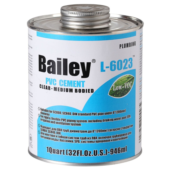 Клей для труб ПВХ Bailey L-6023 946 мл, прозорий