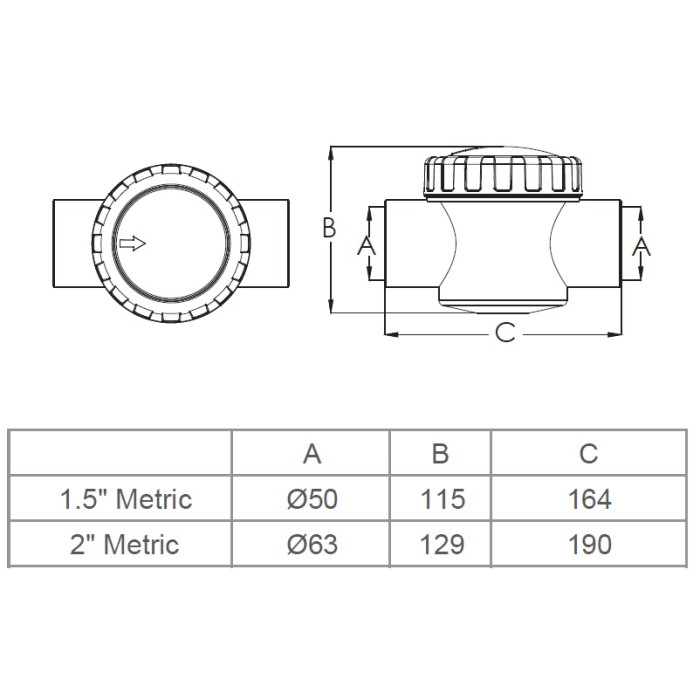 Зворотний клапан Emaux V50-1 (E) 63 мм